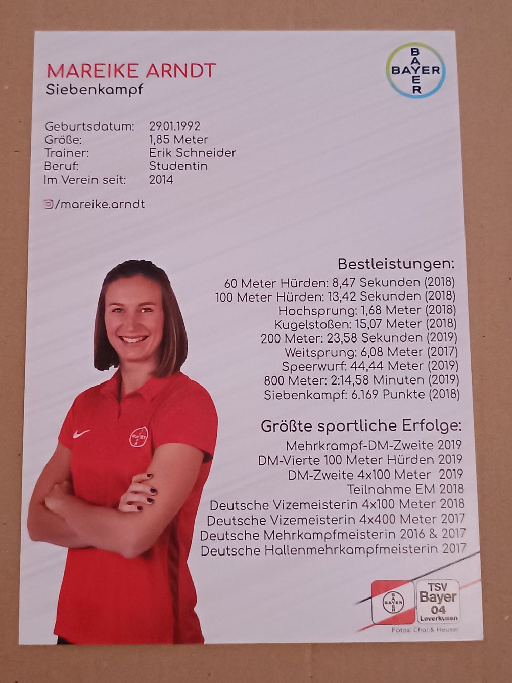 Autografi: Mareike Arndt - Leichtathletik - original signiert – Usato da Menziken venduto da Autogramme 1