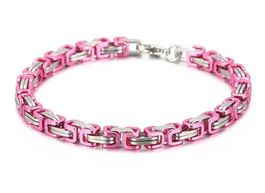ARMBAND EDELSTAHL DAMEN SILBER PINK HOCHGLANZ CA. 17 CM