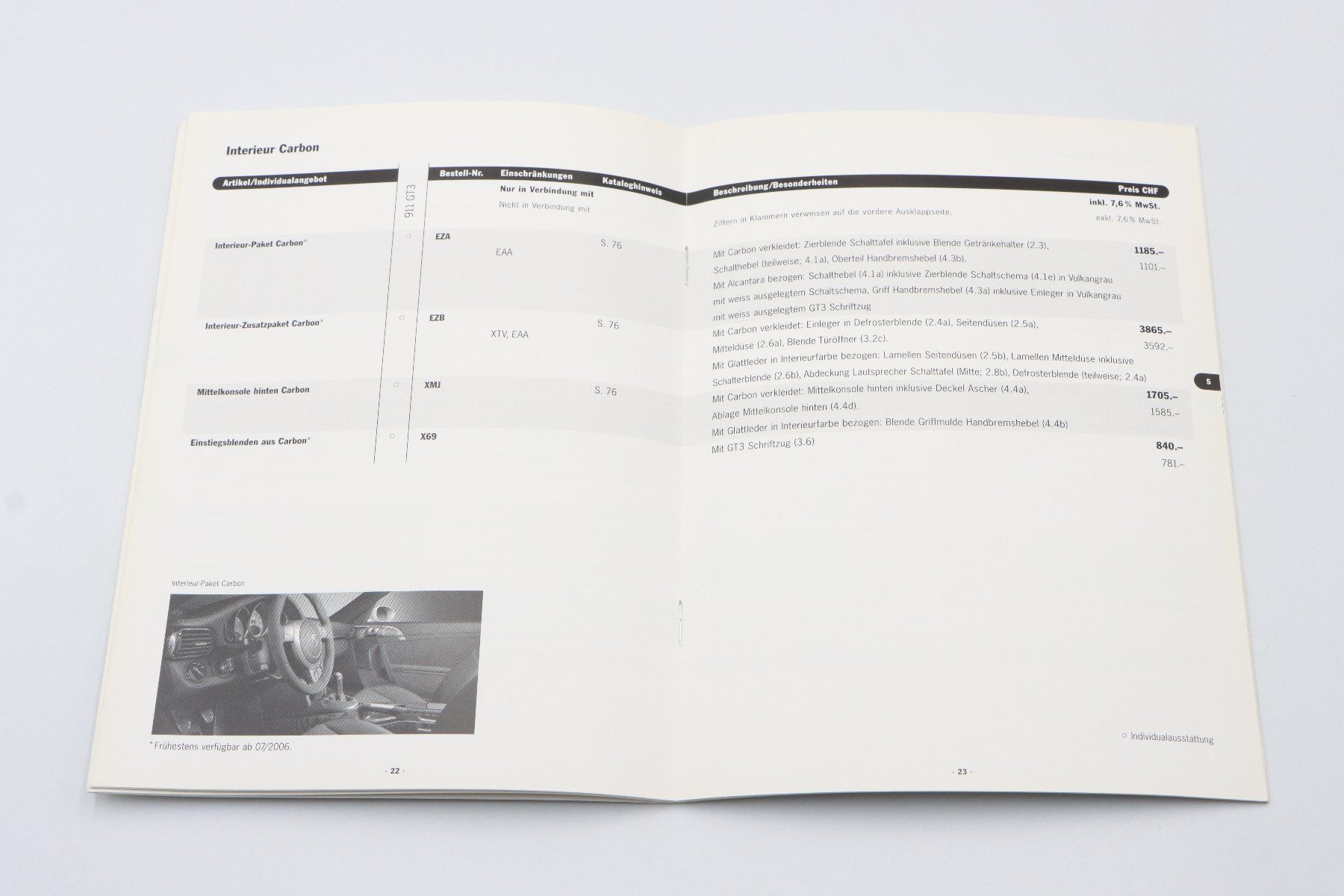 Porsche Documenti: Porsche 911 997 GT3 Technische Daten & Preise 2006 Prospekt – Usato da Bühl b.Aarberg venduto da Collectorpassions 6
