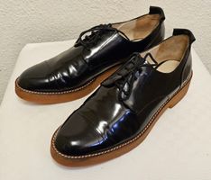 ZARA Women Leder Schnürschuhe Gr. 41 Schwarz Sehr guter Zust