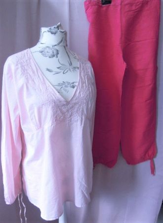 Gr. 38 Umstandshose Schwangerschaftshose + Bluse rosa