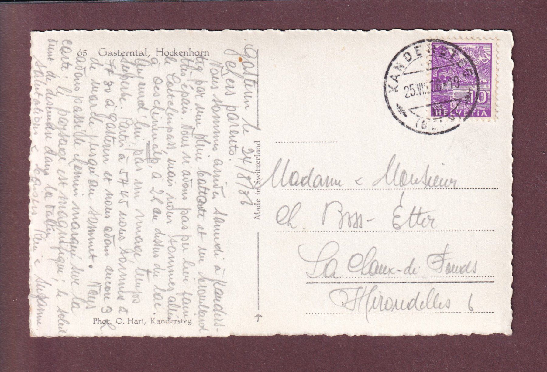 Cartoline postali: GASTERNTAL - Hockenhorn - 1936 – Usato da Pully venduto da nicecards 1