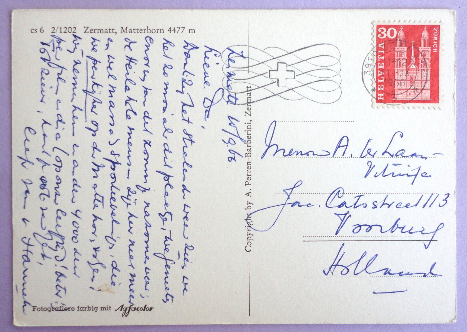 Cartoline postali: Zermatt, Matterhorn 4477 m – Usato da Fétigny venduto da Billy2miny 1