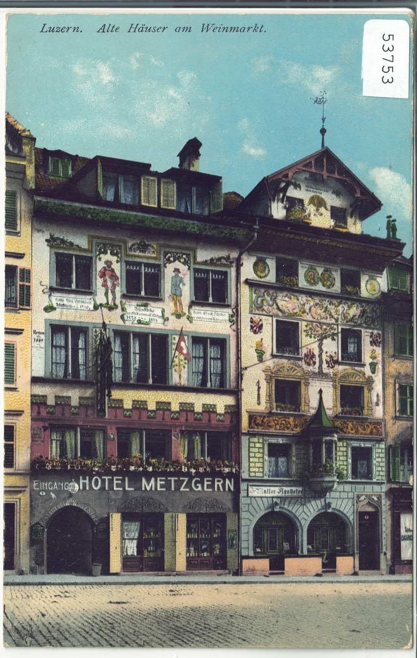 Cartoline postali: Luzern - Âlte Häuser am Weinmarkt - Litho – Usato da Ettingen venduto da Kartenplanet