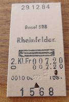Billette Schweiz Basel Rheinfelden Retour 2. Kl. 1568