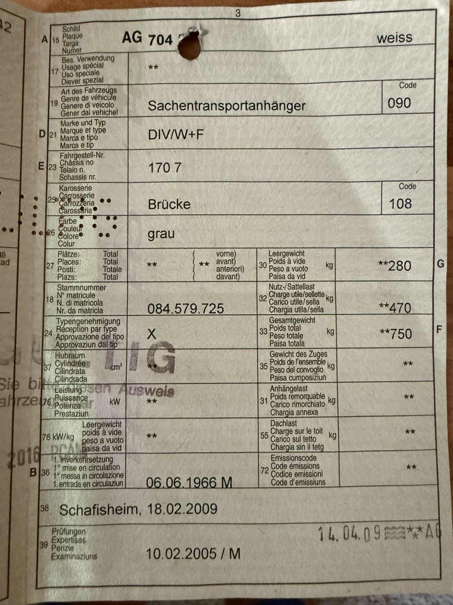 Remorques: Anhänger  – D'occasion à Bischofszell par nra_5jb8 5
