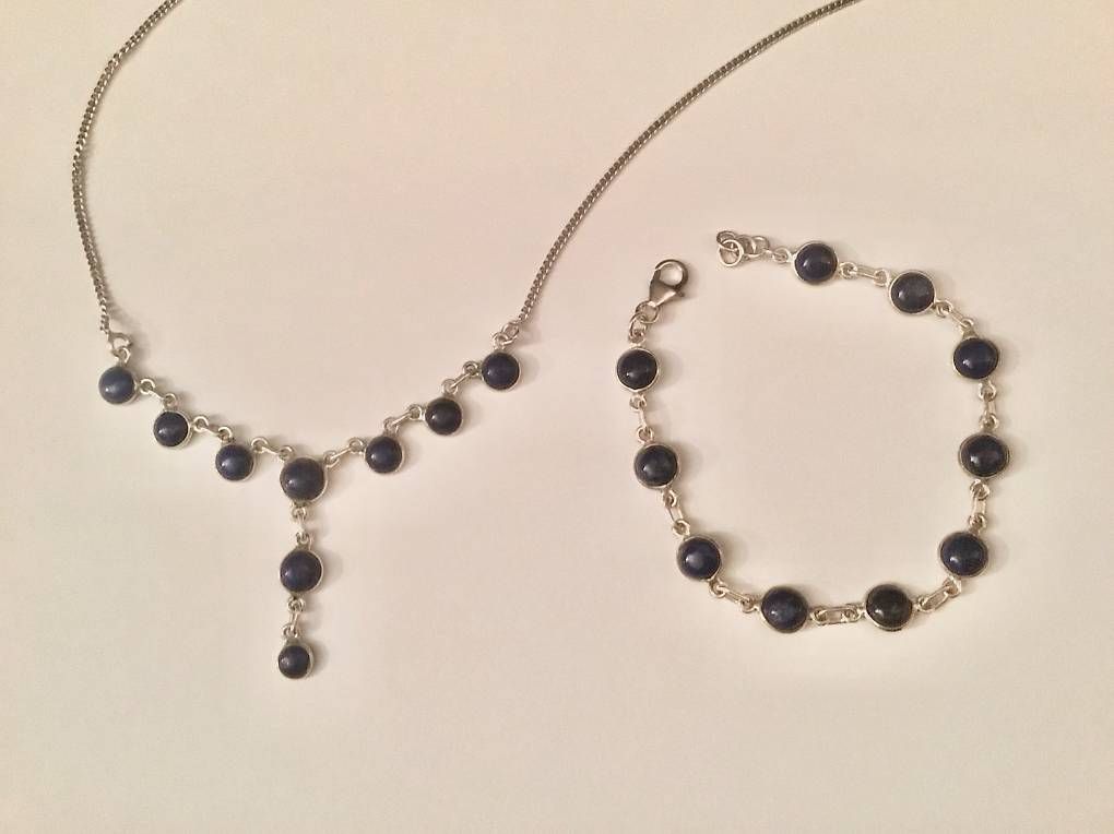Altri gioielli: Set collana e braccialetto in argento con lapislazzuli – Usato da Tesserete venduto da La-Fleur-De-Cerisier 1