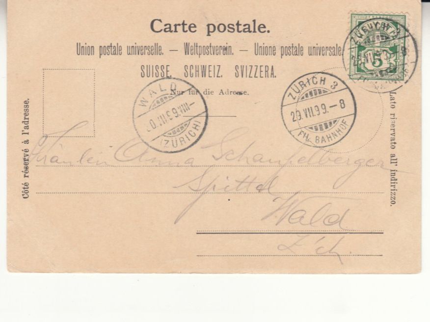 Cartoline postali: Zürich 1899 – Usato da Bürglen TG venduto da StampGraf 1