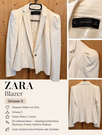 Blazer Zara Basic Farbe weiss Grösse S guter Zustand