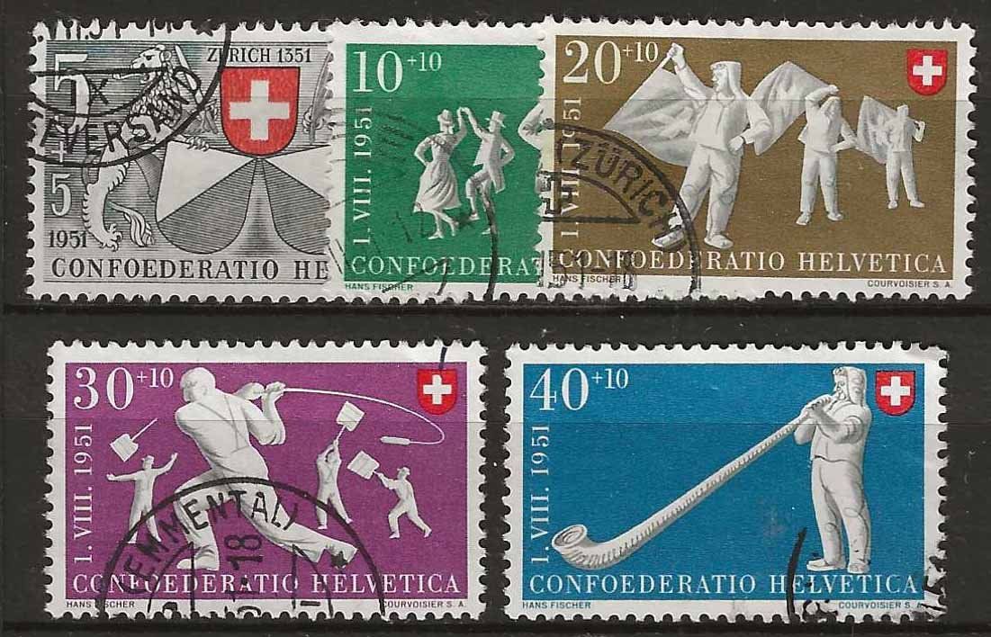 Tutti i francobolli: PP051 - Pro Patria 1951 obl. – Usato da Trélex venduto da Phil_Albert