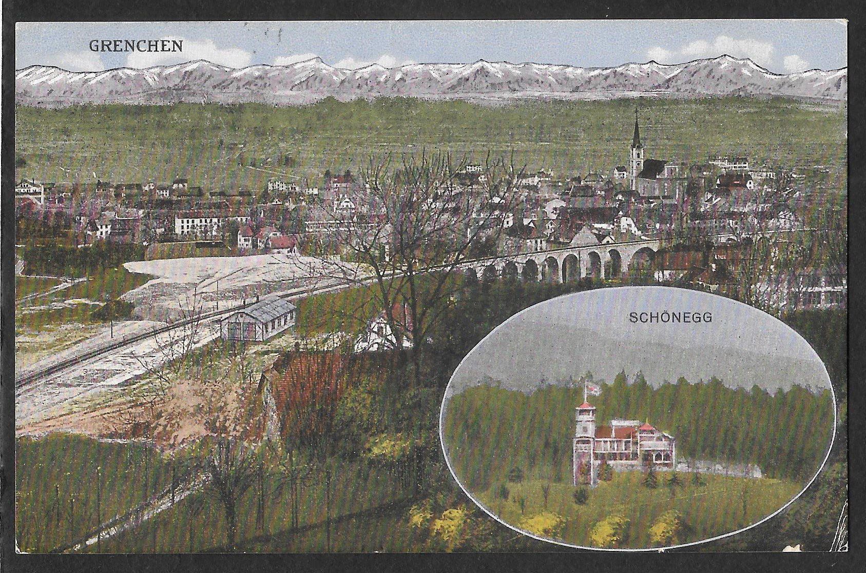 Cartoline postali: Grenchen Schönegg und Gesamtansicht – Usato da Olten venduto da clotaldi