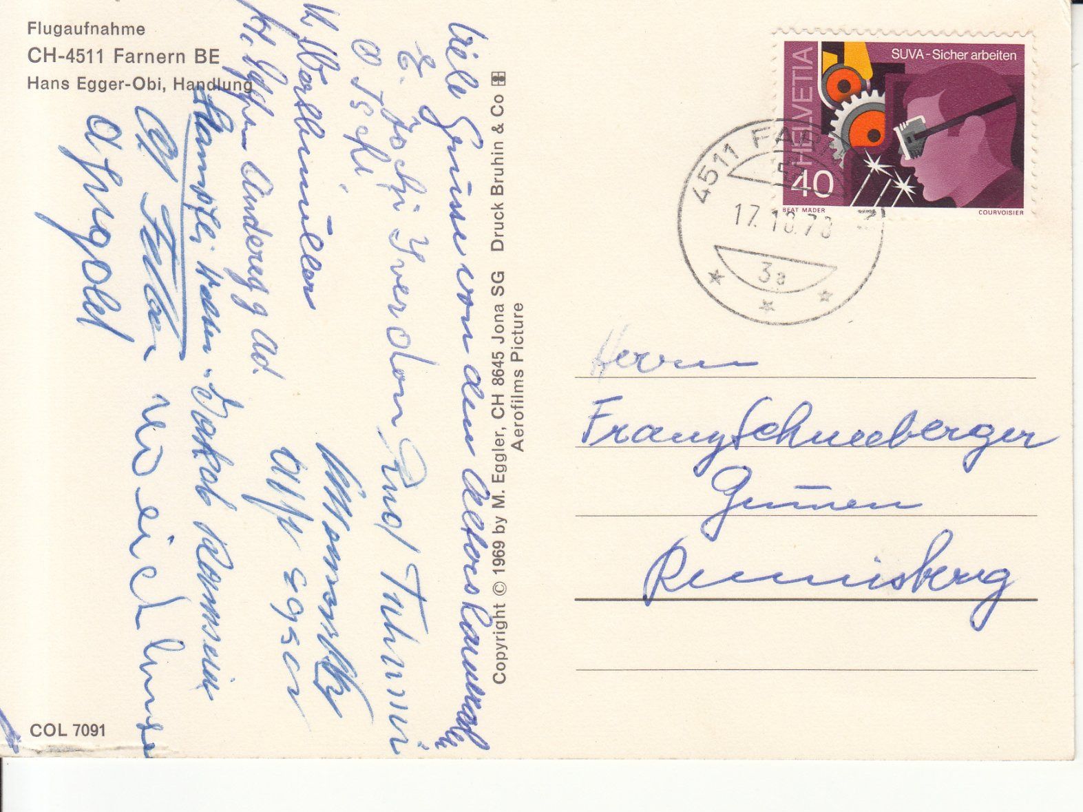 Cartoline postali: Farnen Flufaufnahme 1978 – Usato da Bürglen TG venduto da StampGraf 1