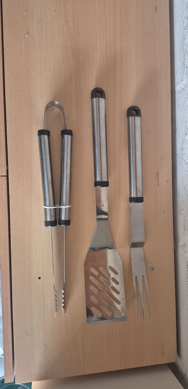 Griglie: Grillbesteck 3-teilig Edelstahl silberfarben – Nuovo e nell'imballaggio originale da oensingen venduto da avalon013