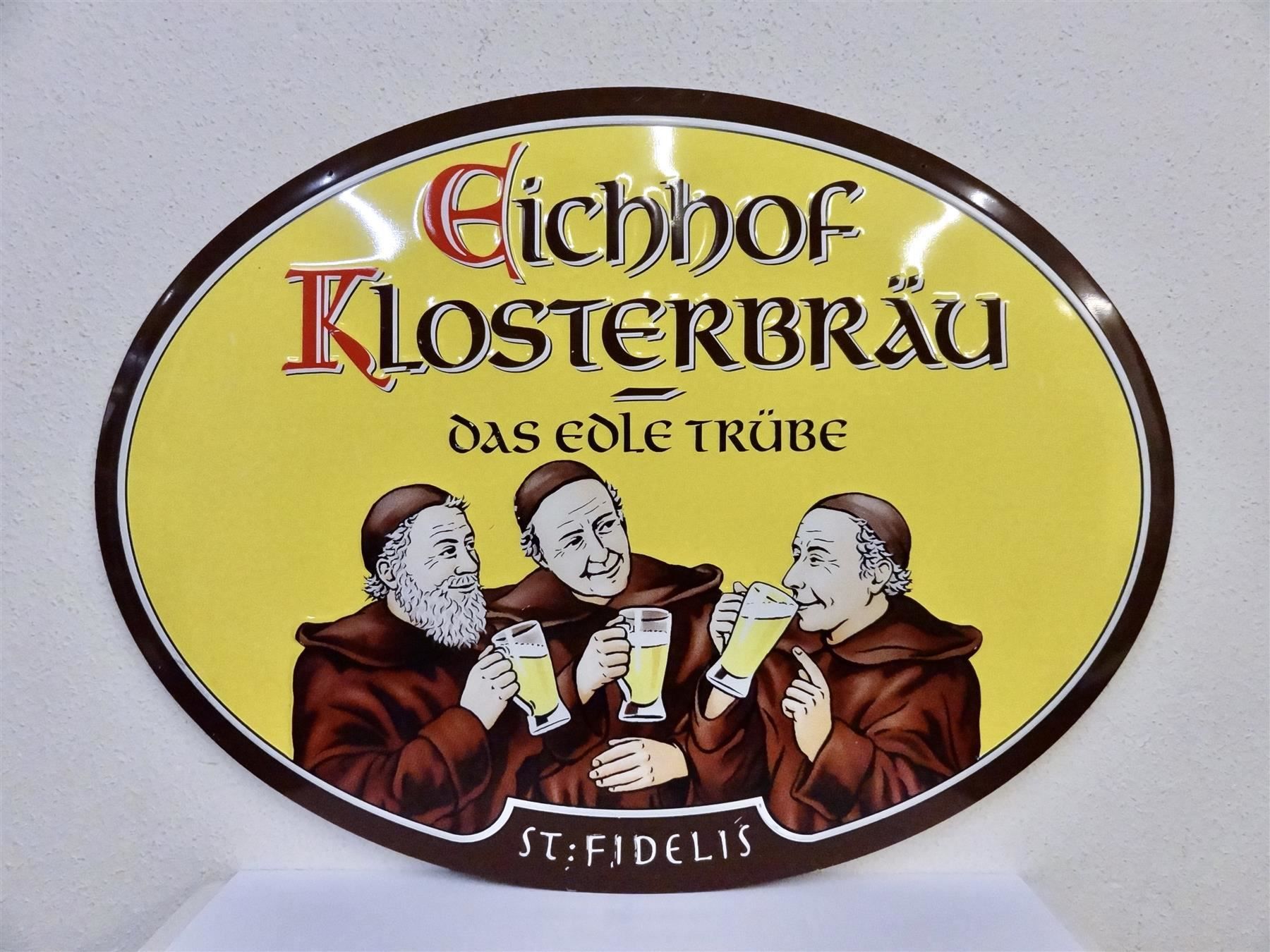 Eichhof Insegne: ovales Blechschild Schild Bier EICHHOF KLOSTERBRÄU Werbung – Nuovo (secondo la descrizione) da Kerzers venduto da bottlesandboxes