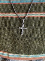 Kreuzkette Silber 925 Rhodoniert Zirkonia