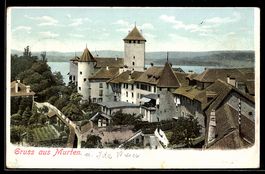 AK Murten, Totalansicht aus der Vogelschau