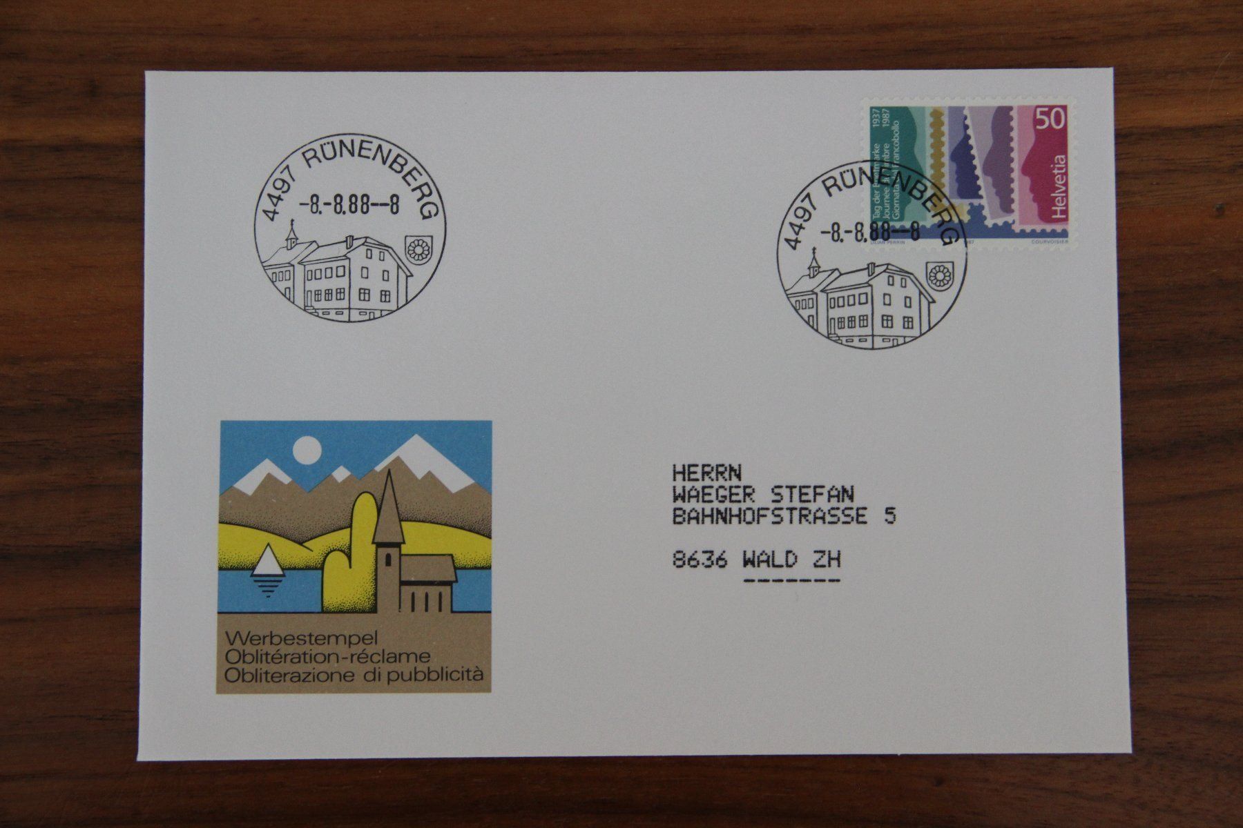 Alle Briefmarken: Schweiz 1988 - 4497 Rünenberg – Neu (gemäss Beschreibung) aus Jona von Southafrica07