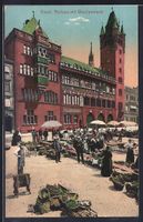 AK Basel, Rathaus mit Wochenmarkt