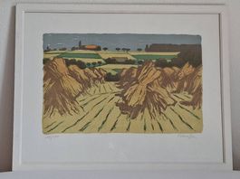 gerahmte Farblithographie von Fred Stauffer