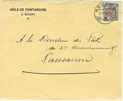 Portomarke No.10 auf Brief Boudry-Lausanne