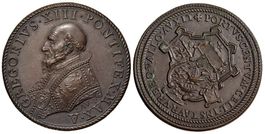 Rom, Gregor XIII, Bronzemedaille 1572, Civitavecchia