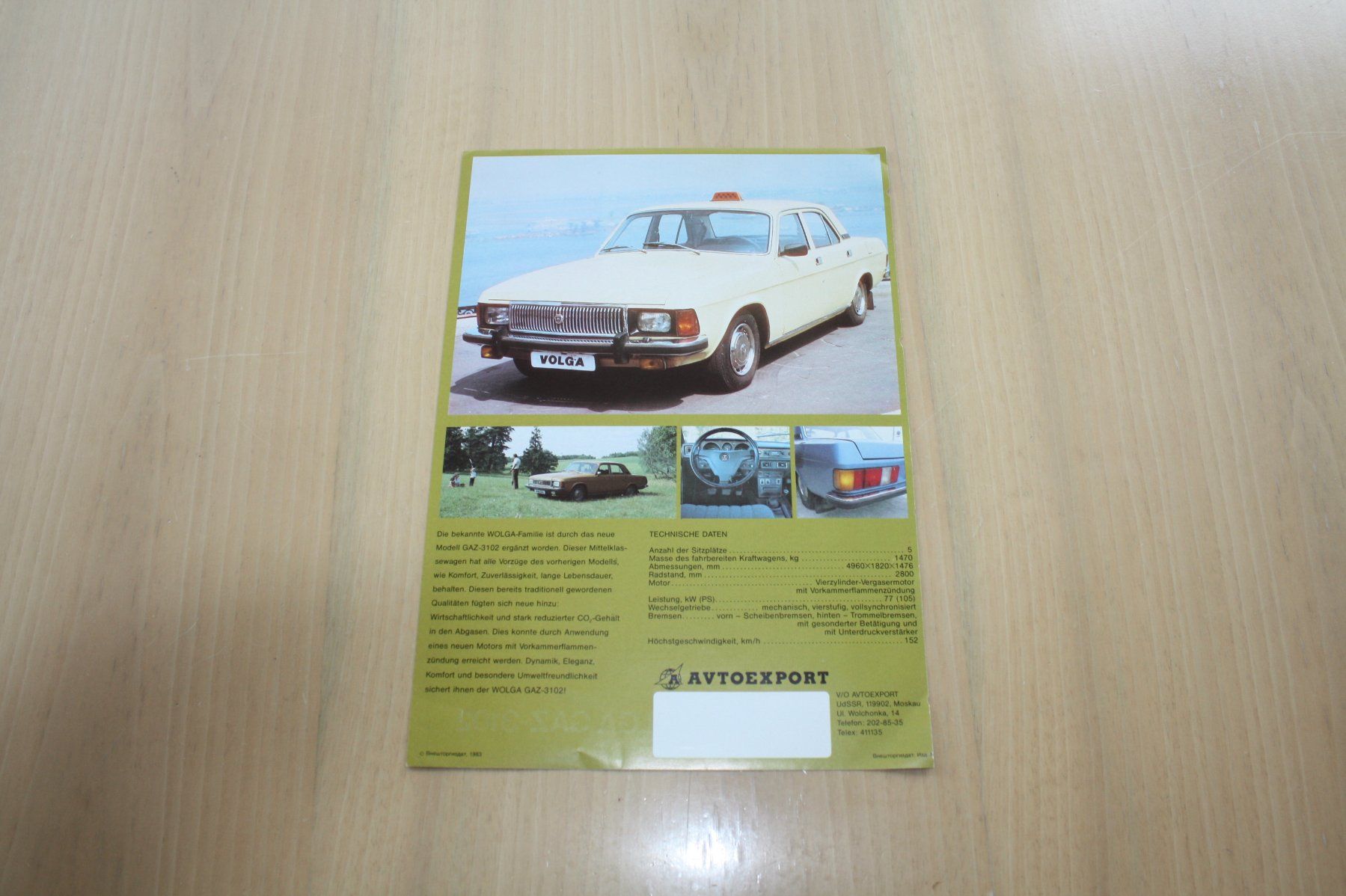 Documenti: Wolga GAZ-3102 - Prospekt – Usato da Wikon venduto da erwin400 1