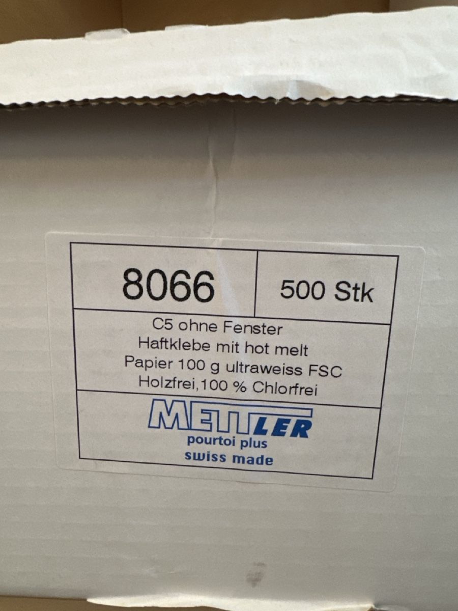 Buste & buste per spedizione: Mettler C5 Couverts ohne Fenster – Nuovo e nell'imballaggio originale da Rueschlikon venduto da Lola213 2