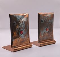 Paar YAAD Israel Kupfer Buchstützen – Mid Century