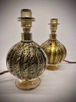 Murano Lampenpaar – Sommerso Oro & Rigadin, 1950–70, Italien