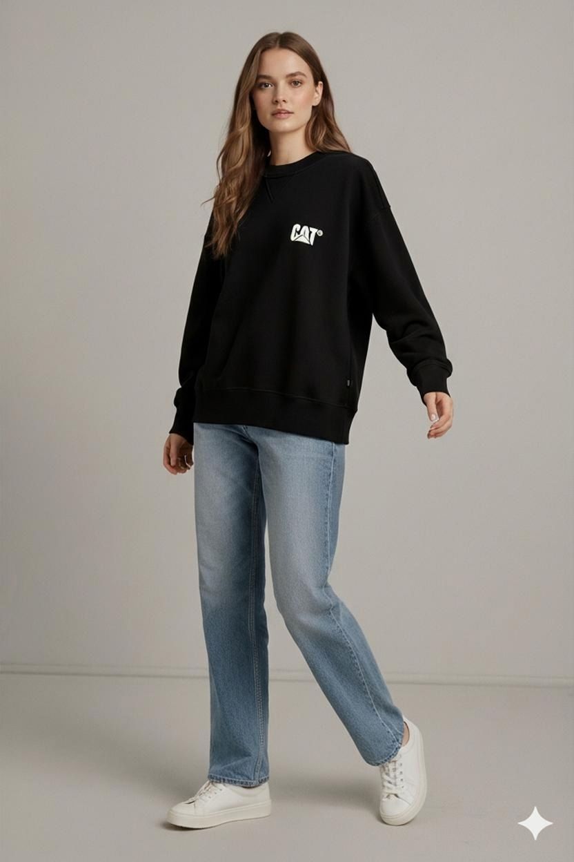 Maglioni & Felpe: CAT Schwarzes Rundhals-Sweatshirt - Größe Medium – Usato da Zug venduto da vinokilo