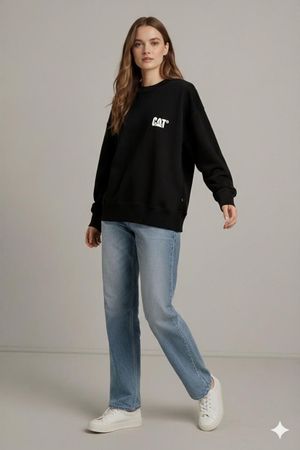 CAT Schwarzes Rundhals-Sweatshirt - Größe Medium