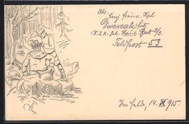Handgemalt, sign. Fritz Dworzak: Soldat 