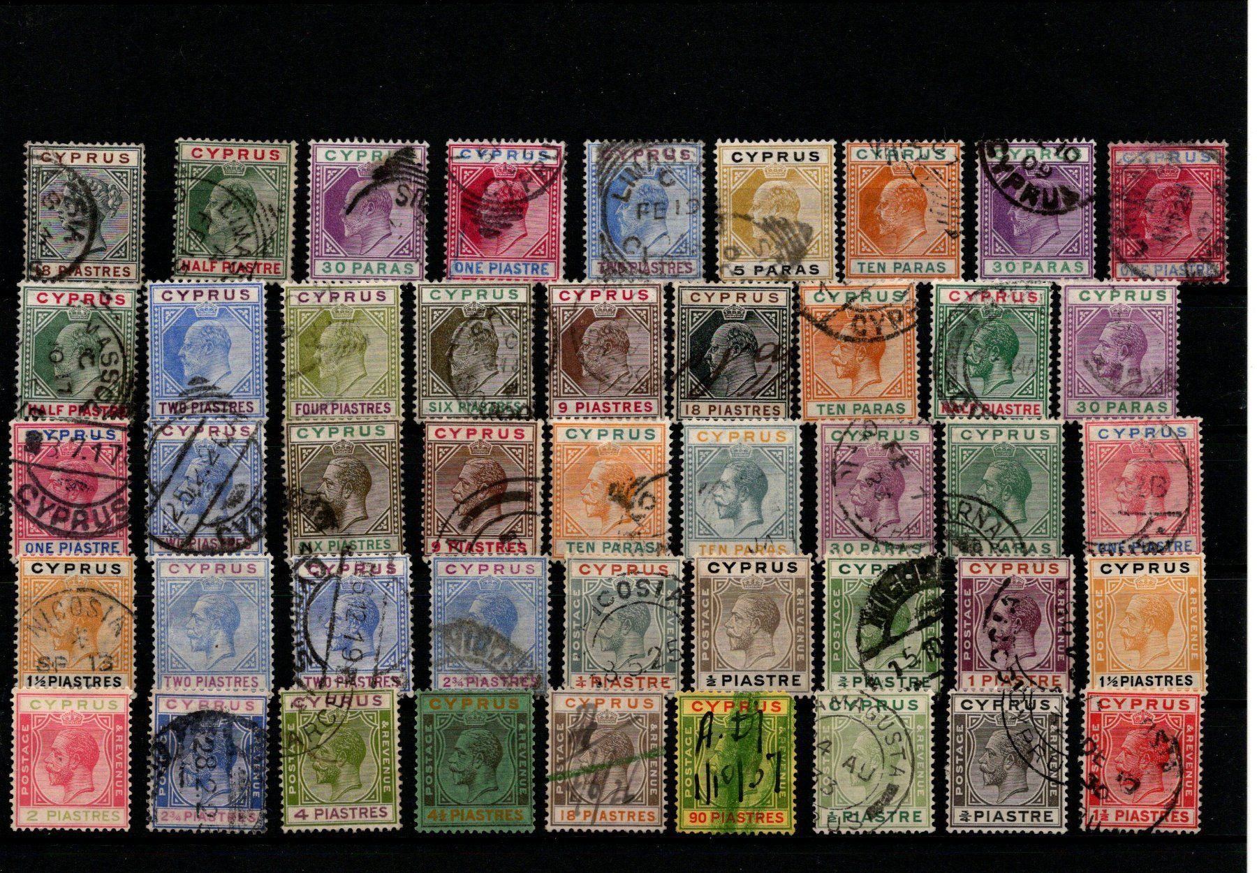 Alle Briefmarken: lot de timbres-poste de Chypre 1880-1925 – Gebraucht aus Moutier von Phillegrec 1