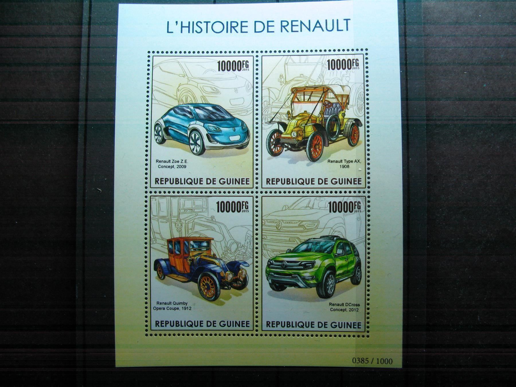 Tutti i francobolli: Auto  Renault Block  Rep.Guinee 2015** – Usato da Wil SG venduto da fva01