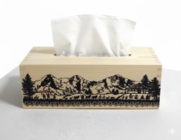 Holzbox Für Taschentücher Mit Scherenschnitt-Motiv