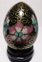 CLOISONNÉ -EI;---5 CM MIT SOCKEL;-BESTE QUALITÄT, ALT/ANTIK