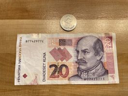 Banknote und Münze von Kroatien