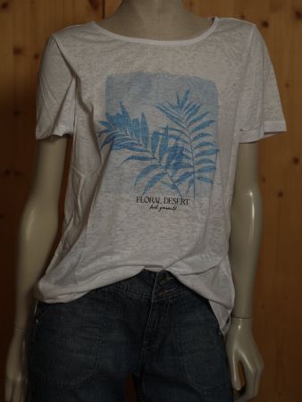T-Shirt Street One weiss mit Strassmotiv, Gr. 38, neu