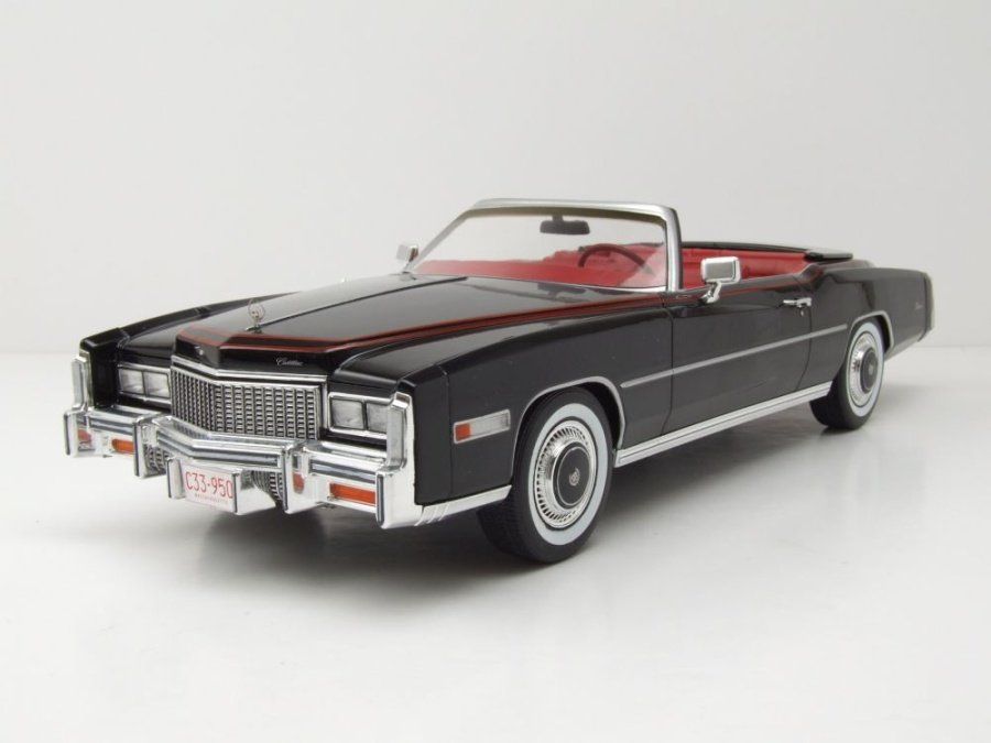 Cadillac Modellini d'auto: Cadillac Eldorado Covertible 1975-1978 schwarz / rot  / mit – Nuovo e nell'imballaggio originale da Gerlafingen venduto da espero88