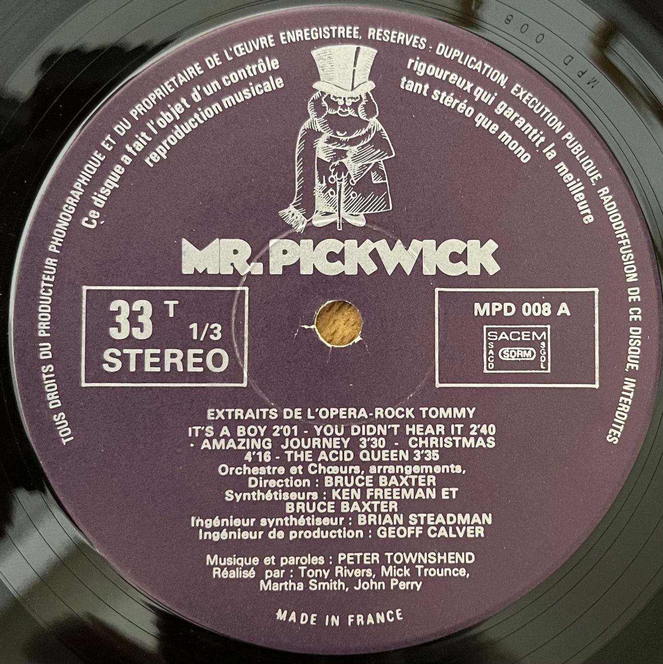 Dischi in vinile: EXTRAITS DE L'OPERA - ROCK TOMMY - 33 Tours – Usato da Bussigny venduto da vinyl-pas-cher 2