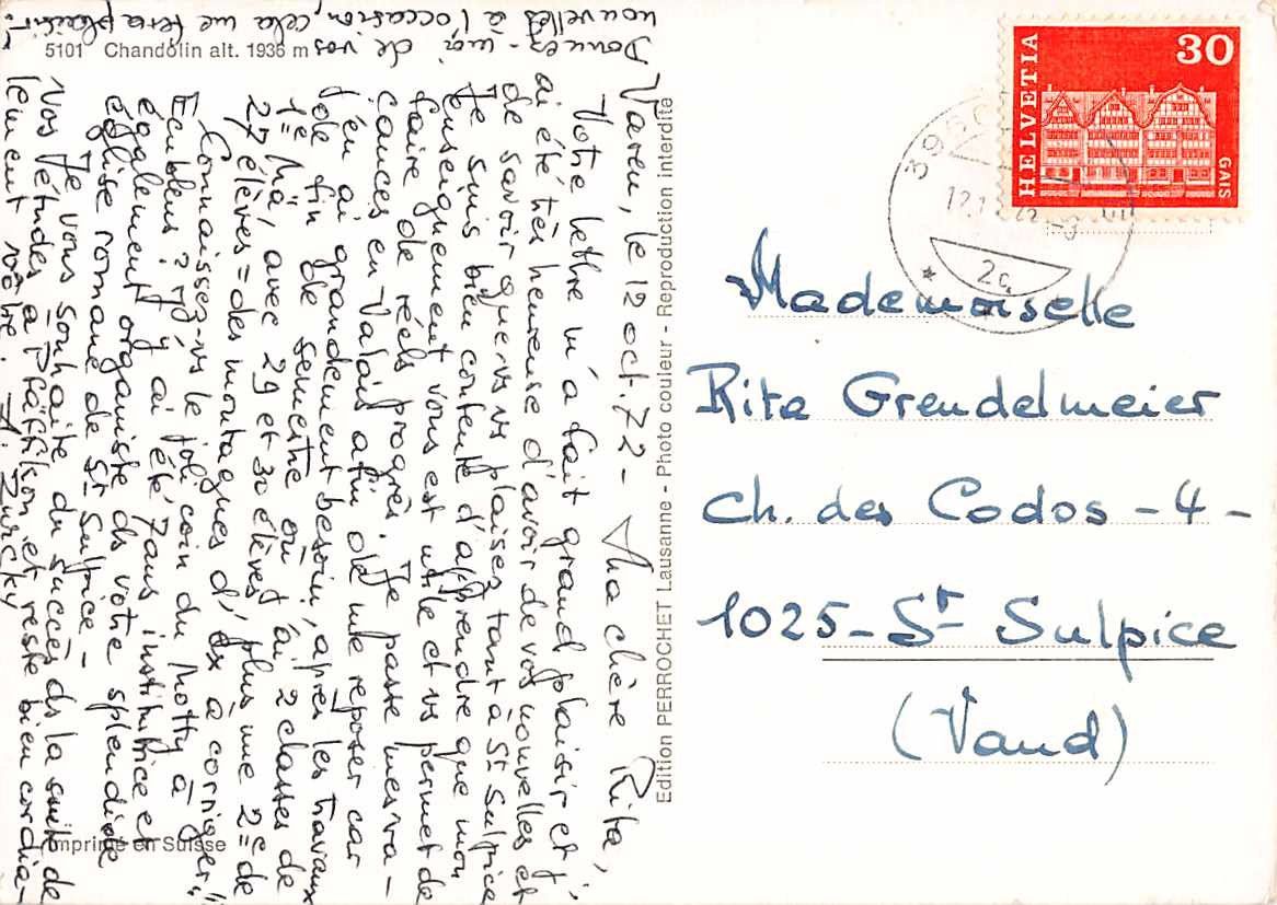 Cartoline postali: Gruss aus Chandolin - schöne Dorfansicht – Usato da Winterthur venduto da SchatzchischtliWinti 1