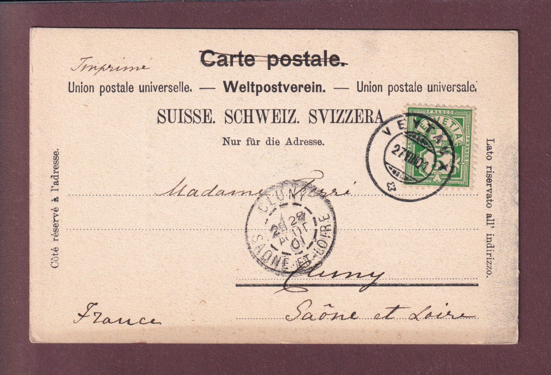 Cartoline postali: CHILLON et le Grammont - 1901 – Usato da Pully venduto da nicecards 1