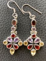 boucles d'oreilles  argent 925 et pierres ,grnats,peridot et