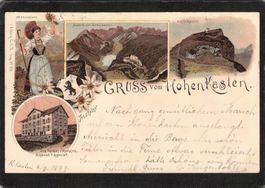 Lithographie: Gruss vom Hohen Kasten, gel. 1899,Stabstempel