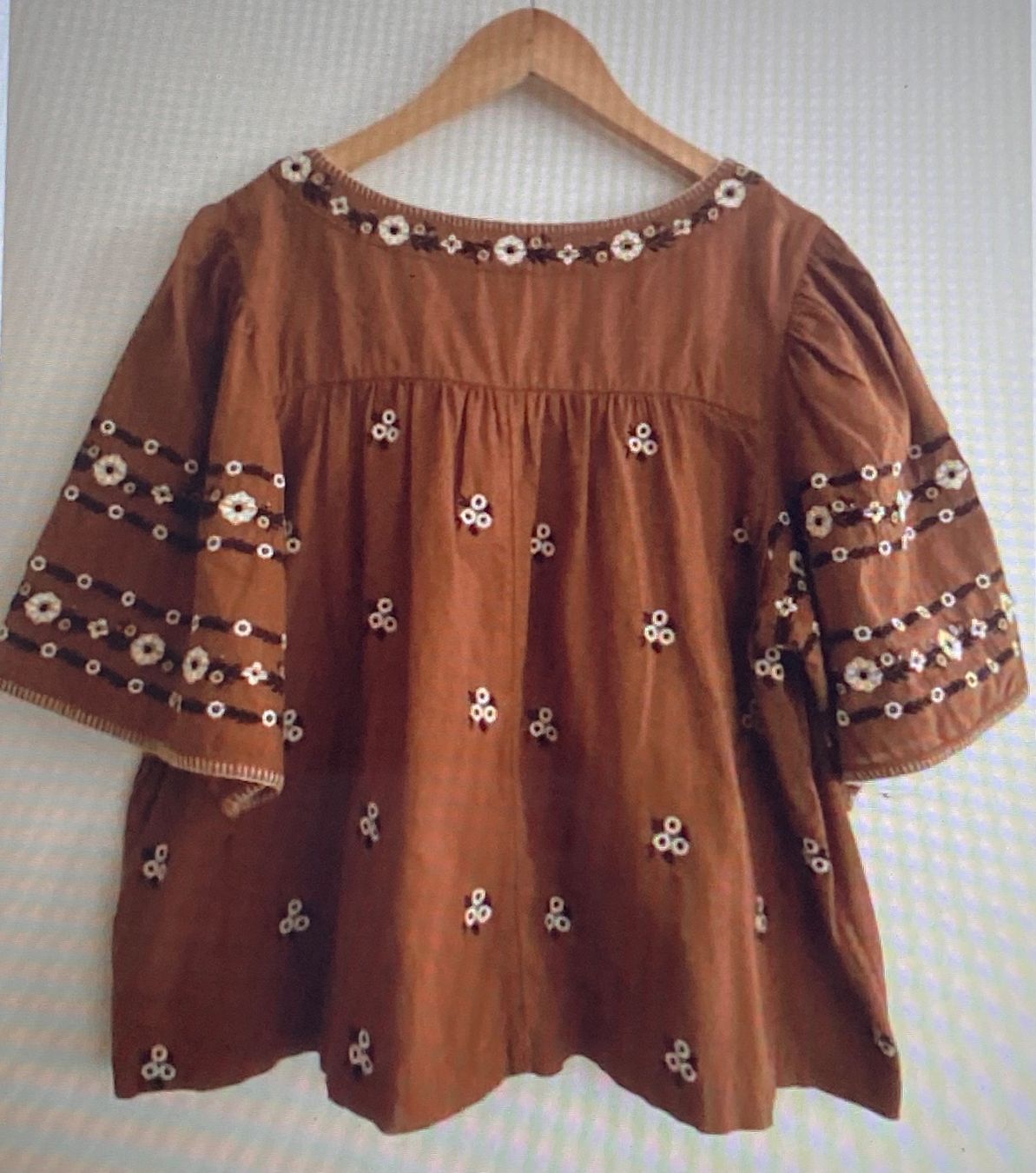 Maison 123 Camicette: MAISON 123 Blouse brodée coton camel t.44 - comme neuve – Nuovo (secondo la descrizione) da Genève venduto da kik_8jd6 5