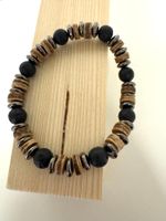 Armband Lava, Hämatit, Holz