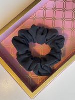 UNIKAT: Schwarzes Handgemachtes Scrunchie, Baumwolle Lyocell