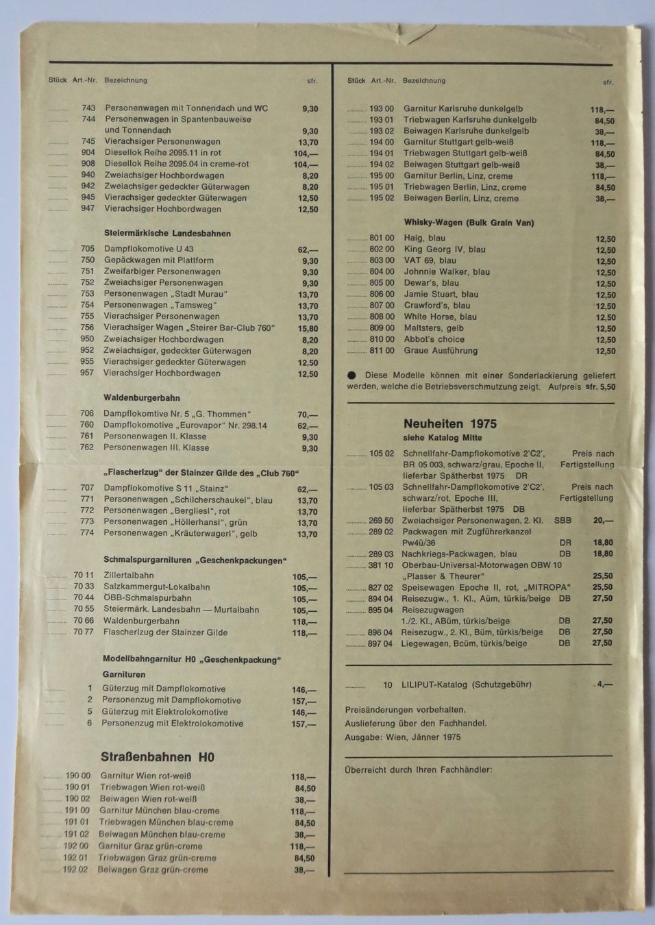 Liliput Modellini di ferrovie: Liliput Katalog 1975 – Usato da Seuzach venduto da Knucklehead1200 4