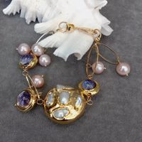 20cm Perlmutt rosa Perlen Glas Armband Bracelet Verre Murano