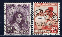 Pro Juventute J86+J87 Vollstempel Lichtensteig+Sigriswil